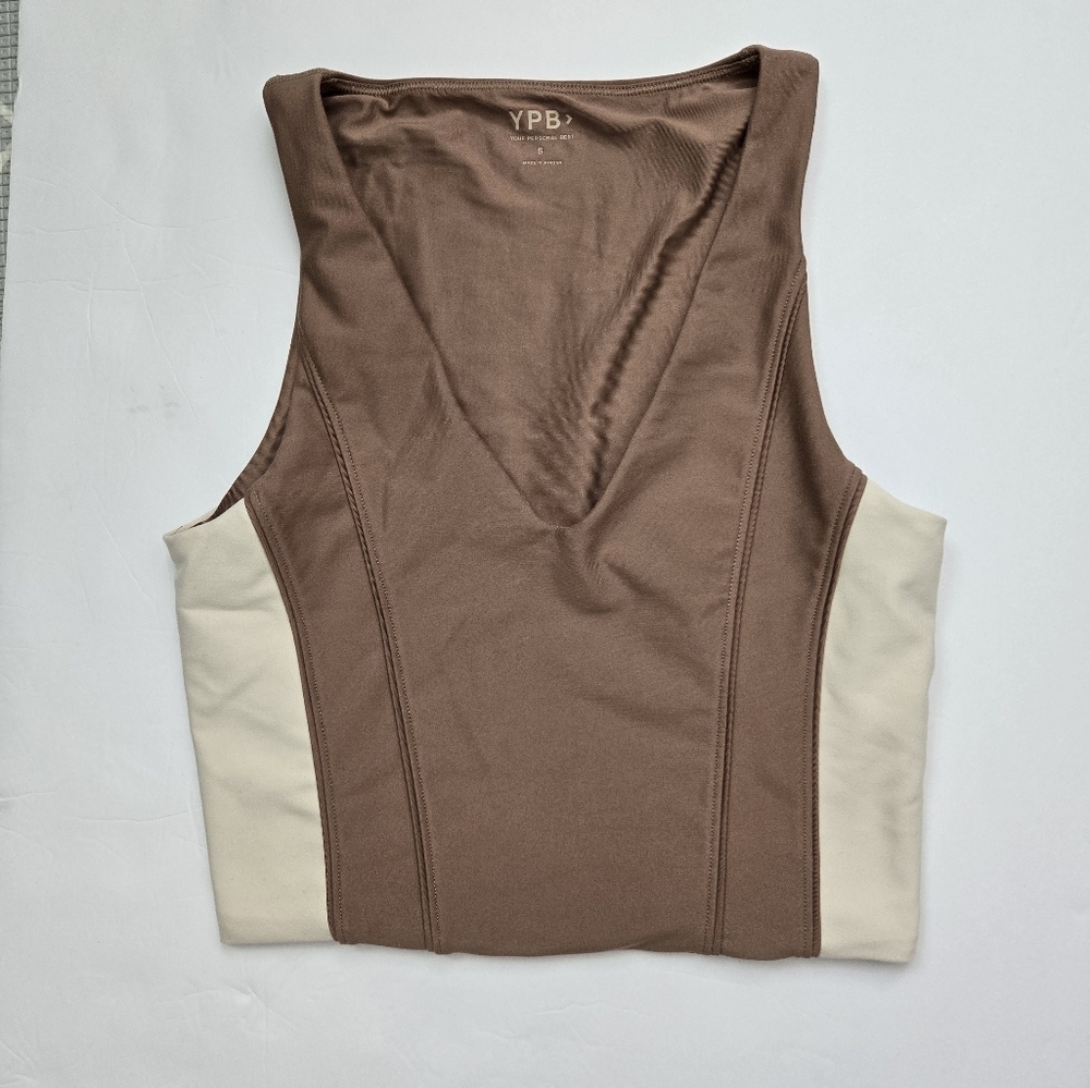 Abercrombie & Fitch Brown and Cream Fitted Crop Tank -Size S